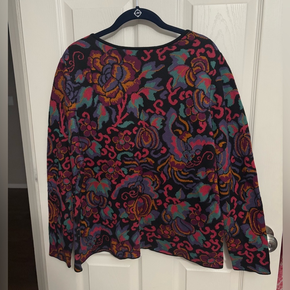 Peruvian Connection | Black Multicolor Paisley Cardigan Sz XL - Picture 2 of 8